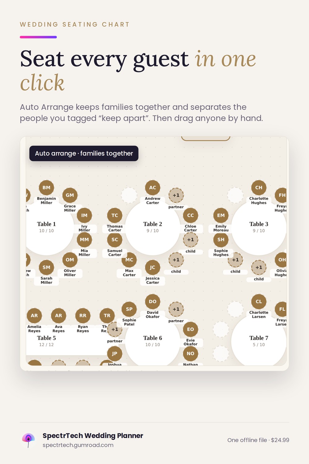 Seating chart with auto arrange